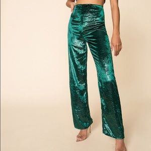 Green velvet superdown set, top and bottom come together